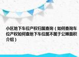 小区地下车位产权归属查询（如何查询车位产权如何查地下车位属不属于公摊面积介绍）