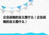 企业战略的含义是什么（企业战略的含义是什么）