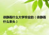 徐静雨什么大学毕业的（徐静雨什么来头）