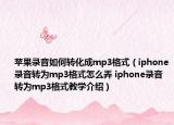 苹果录音如何转化成mp3格式（iphone录音转为mp3格式怎么弄 iphone录音转为mp3格式教学介绍）