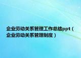 企业劳动关系管理工作总结ppt（企业劳动关系管理制度）