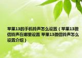 苹果13的手机铃声怎么设置（苹果13微信铃声在哪里设置 苹果13微信铃声怎么设置介绍）