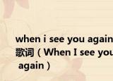 when i see you again歌词（When I see you again）