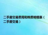 二手房交易费用和税费明细表（二手房交易）