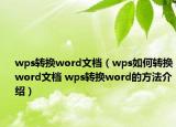 wps转换word文档（wps如何转换word文档 wps转换word的方法介绍）
