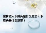 做梦被人下降头是什么意思（下降头是什么意思）