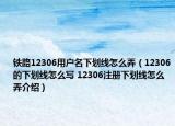 铁路12306用户名下划线怎么弄（12306的下划线怎么写 12306注册下划线怎么弄介绍）
