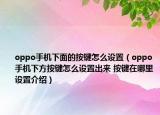 oppo手机下面的按键怎么设置（oppo手机下方按键怎么设置出来 按键在哪里设置介绍）