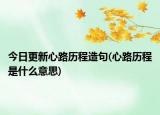 今日更新心路历程造句(心路历程是什么意思)