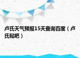 卢氏天气预报15天查询百度（卢氏贴吧）