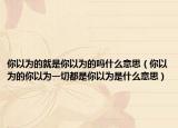 你以为的就是你以为的吗什么意思（你以为的你以为一切都是你以为是什么意思）