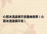 心若冰清波澜不惊是啥意思（心若冰清波澜不惊）