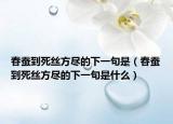 春蚕到死丝方尽的下一句是（春蚕到死丝方尽的下一句是什么）