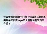 wps里如何删除空白页（wps怎么删除不要耳朵空白页 wps怎么删除所有空白页介绍）