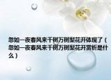 忽如一夜春风来千树万树梨花开体现了（忽如一夜春风来千树万树梨花开赏析是什么）