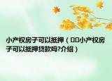 小产权房子可以抵押（﻿﻿小产权房子可以抵押贷款吗?介绍）