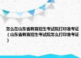 怎么在山东省教育招生考试院打印准考证（山东省教育招生考试院怎么打印准考证）