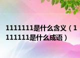 1111111是什么含义（1111111是什么成语）
