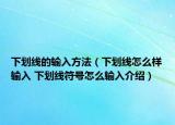 下划线的输入方法（下划线怎么样输入 下划线符号怎么输入介绍）