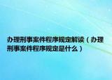 办理刑事案件程序规定解读（办理刑事案件程序规定是什么）