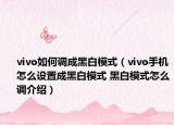 vivo如何调成黑白模式（vivo手机怎么设置成黑白模式 黑白模式怎么调介绍）