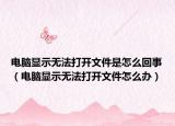 电脑显示无法打开文件是怎么回事（电脑显示无法打开文件怎么办）