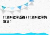 什么叫做薄透镜（什么叫做薄情寡义）
