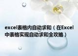 excel表格内自动求和（在Excel中表格实现自动求和全攻略）