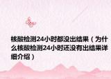 核酸检测24小时都没出结果（为什么核酸检测24小时还没有出结果详细介绍）