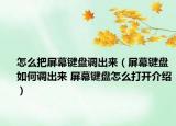 怎么把屏幕键盘调出来（屏幕键盘如何调出来 屏幕键盘怎么打开介绍）