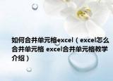 如何合并单元格excel（excel怎么合并单元格 excel合并单元格教学介绍）