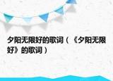 夕阳无限好的歌词（《夕阳无限好》的歌词）