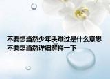 不要想当然少年头难过是什么意思不要想当然详细解释一下