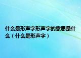 什么是形声字形声字的意思是什么（什么是形声字）