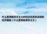 什么是垄断资本主义的经济实质和深厚的经济基础（什么是垄断资本主义）