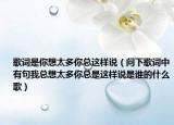 歌词是你想太多你总这样说（问下歌词中有句我总想太多你总是这样说是谁的什么歌）