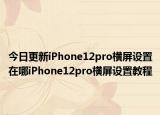 今日更新iPhone12pro横屏设置在哪iPhone12pro横屏设置教程