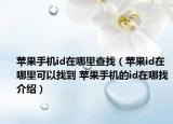 苹果手机id在哪里查找（苹果id在哪里可以找到 苹果手机的id在哪找介绍）
