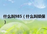 什么叫985（什么叫续保）