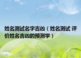 姓名测试名字吉凶（姓名测试 评价姓名吉凶的预测学）