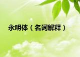 永明体（名词解释）