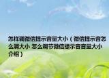 怎样调微信提示音量大小（微信提示音怎么调大小 怎么调节微信提示音音量大小介绍）