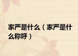 家严是什么（家严是什么称呼）