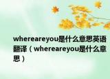 whereareyou是什么意思英语翻译（whereareyou是什么意思）