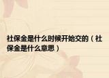 社保金是什么时候开始交的（社保金是什么意思）