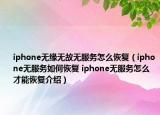 iphone无缘无故无服务怎么恢复（iphone无服务如何恢复 iphone无服务怎么才能恢复介绍）