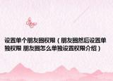 设置单个朋友圈权限（朋友圈然后设置单独权限 朋友圈怎么单独设置权限介绍）