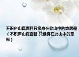 不识庐山真面目只缘身在此山中的意思是（不识庐山真面目 只缘身在此山中的意思）