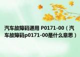 汽车故障码通用 P0171-00（汽车故障码p0171-00是什么意思）