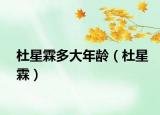杜星霖多大年龄（杜星霖）